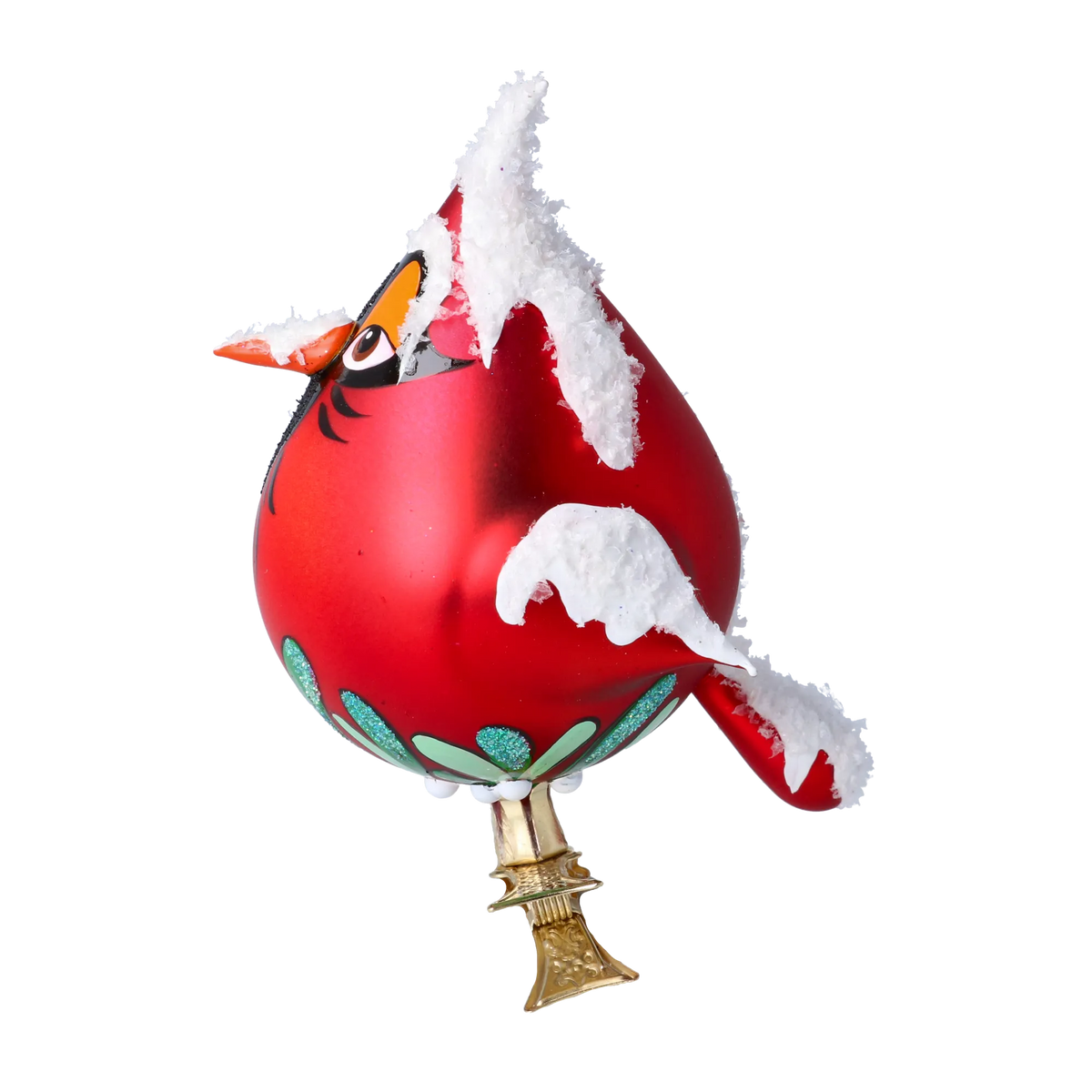 Pensive Crimson Herald | Hand-Painted Glass Ornament | Blubom 2024-055