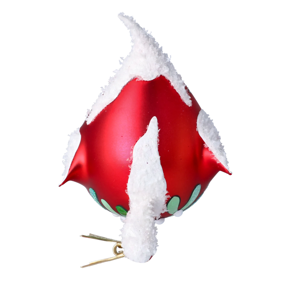 Pensive Crimson Herald | Hand-Painted Glass Ornament | Blubom 2024-055