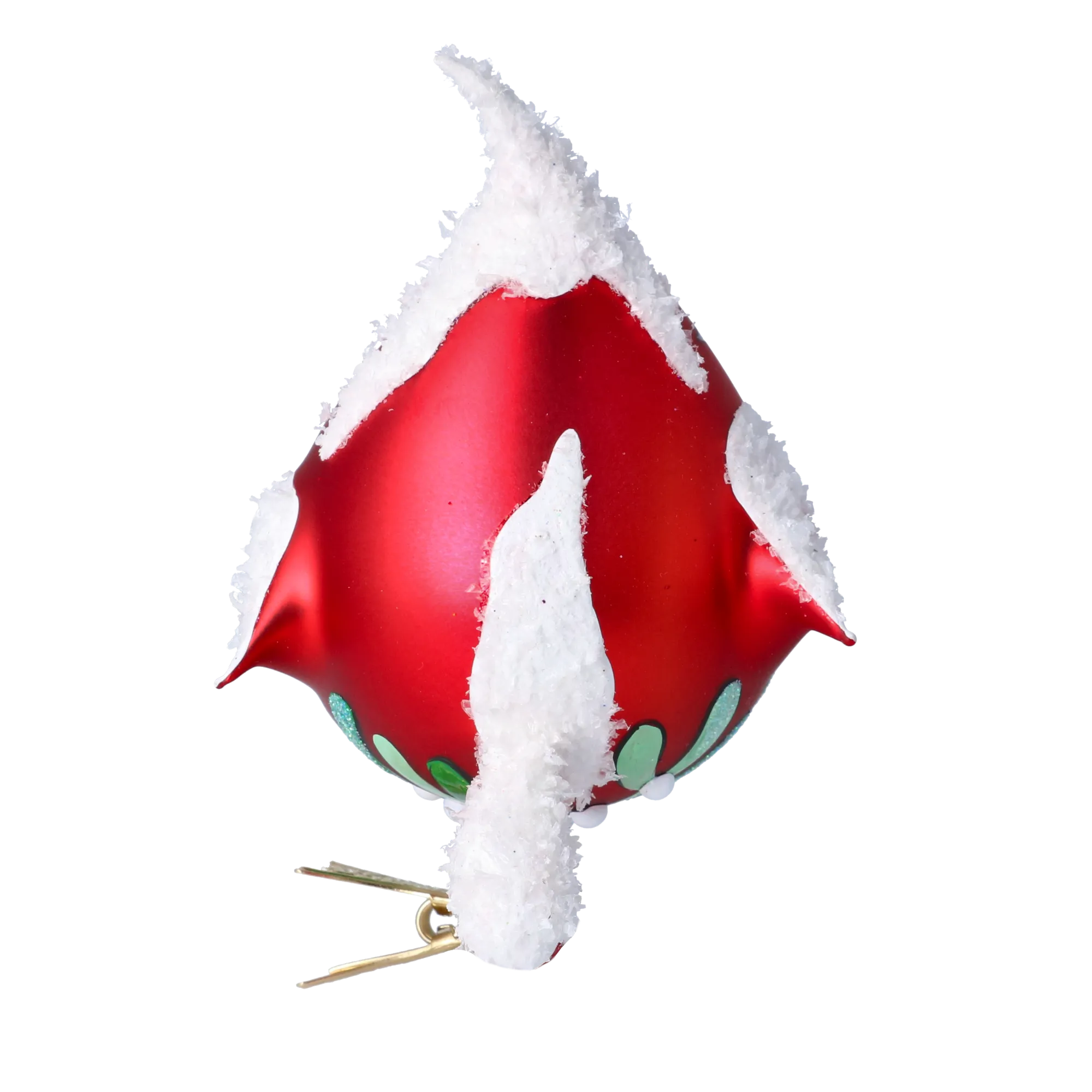 Cardinal in the Snow Downs. Handmade Glass Christmas ornament. 2024-055