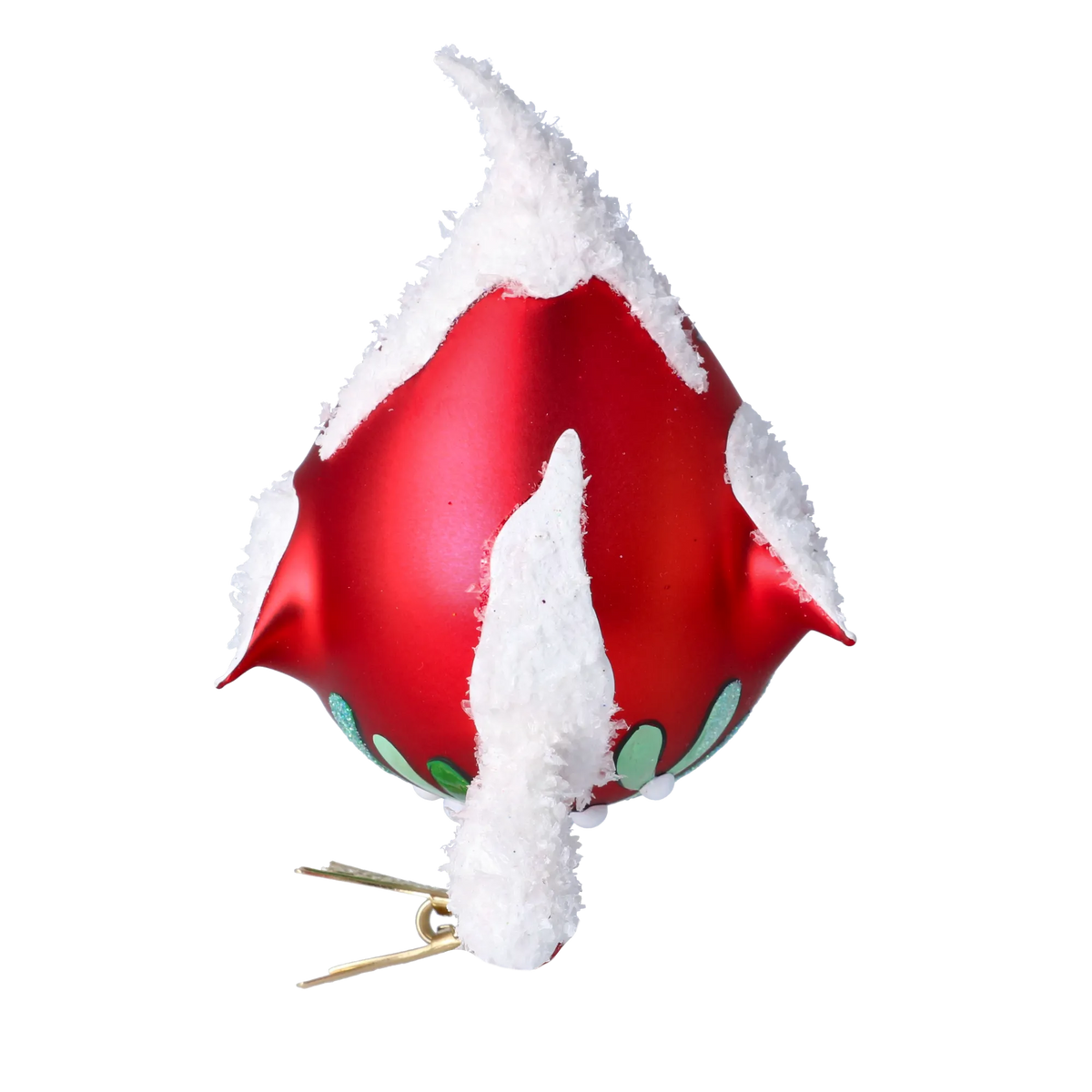 Pensive Crimson Herald | Hand-Painted Glass Ornament | Blubom 2024-055