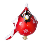 Solitary Scarlet Herald | Hand-Painted Glass Ornament | Blubom 2024-056
