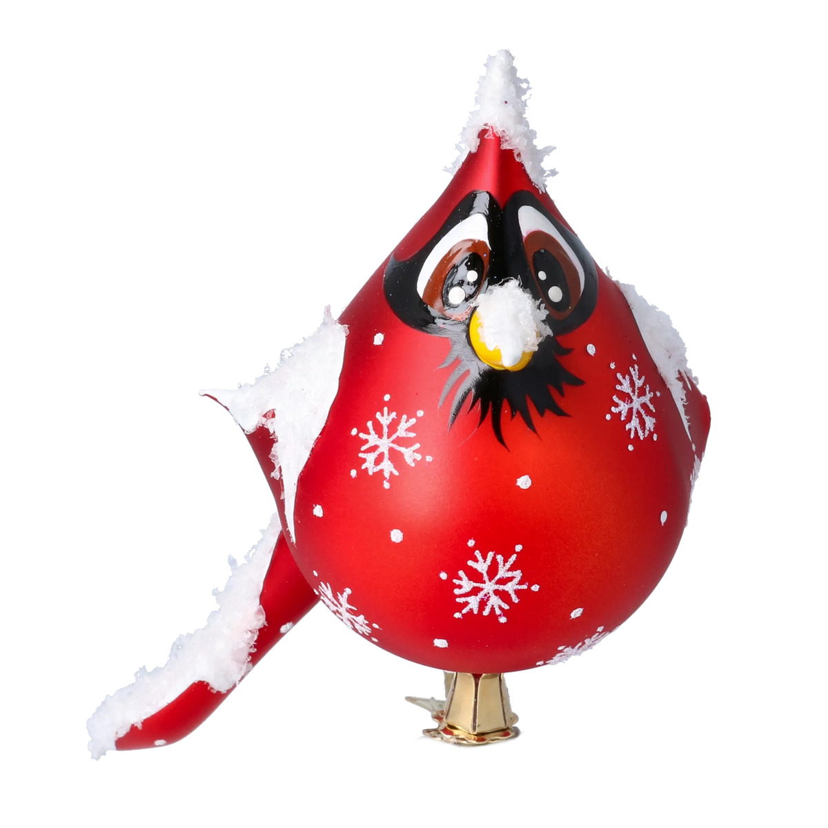 Solitary Scarlet Herald | Hand-Painted Glass Ornament | Blubom 2024-056