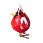 Solitary Scarlet Herald | Hand-Painted Glass Ornament | Blubom 2024-056