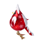 Solitary Scarlet Herald | Hand-Painted Glass Ornament | Blubom 2024-056