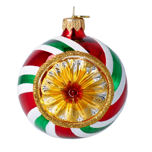 Lollipop with Spotlight. Handmade Glass Christmas ornament. 2024-067