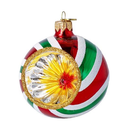 Lollipop with Spotlight. Handmade Glass Christmas ornament. 2024-067