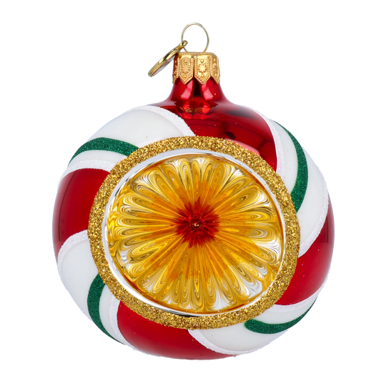 Candy Lollipop with Spotlight. Handmade Glass Christmas ornament. 2024-068