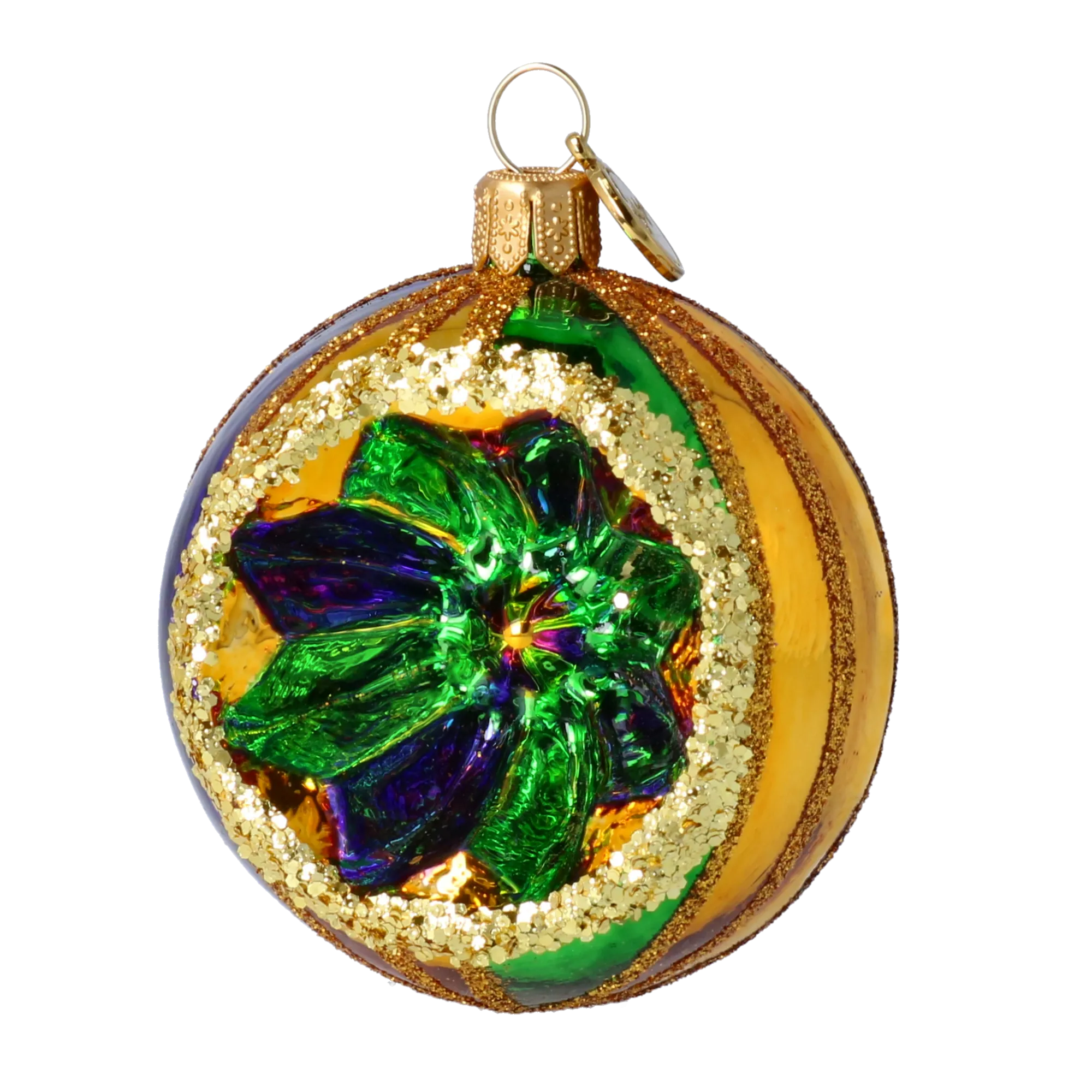 Nocturne Emerald Pulse | Hand-Painted Glass Ornament | Blubom 2024-069