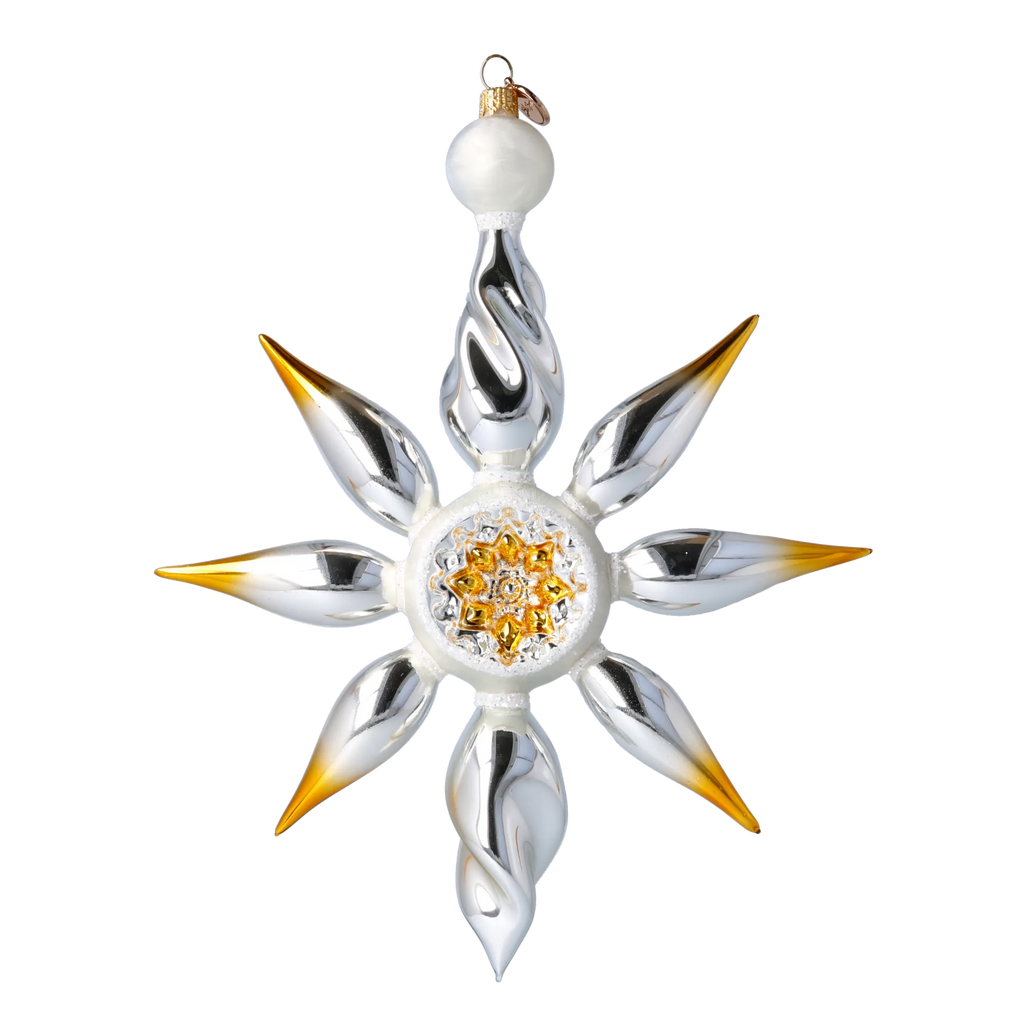 Silvered Amber Zenith | Hand-Painted Glass Ornament | Blubom 2024-082