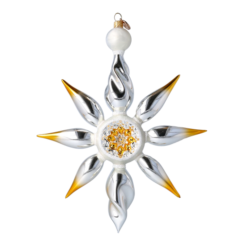 Silvered Amber Zenith | Hand-Painted Glass Ornament | Blubom 2024-082