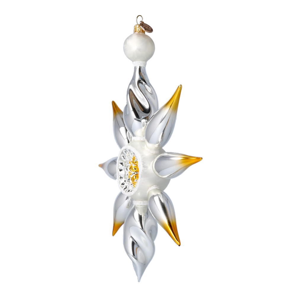 Silvered Amber Zenith | Hand-Painted Glass Ornament | Blubom 2024-082