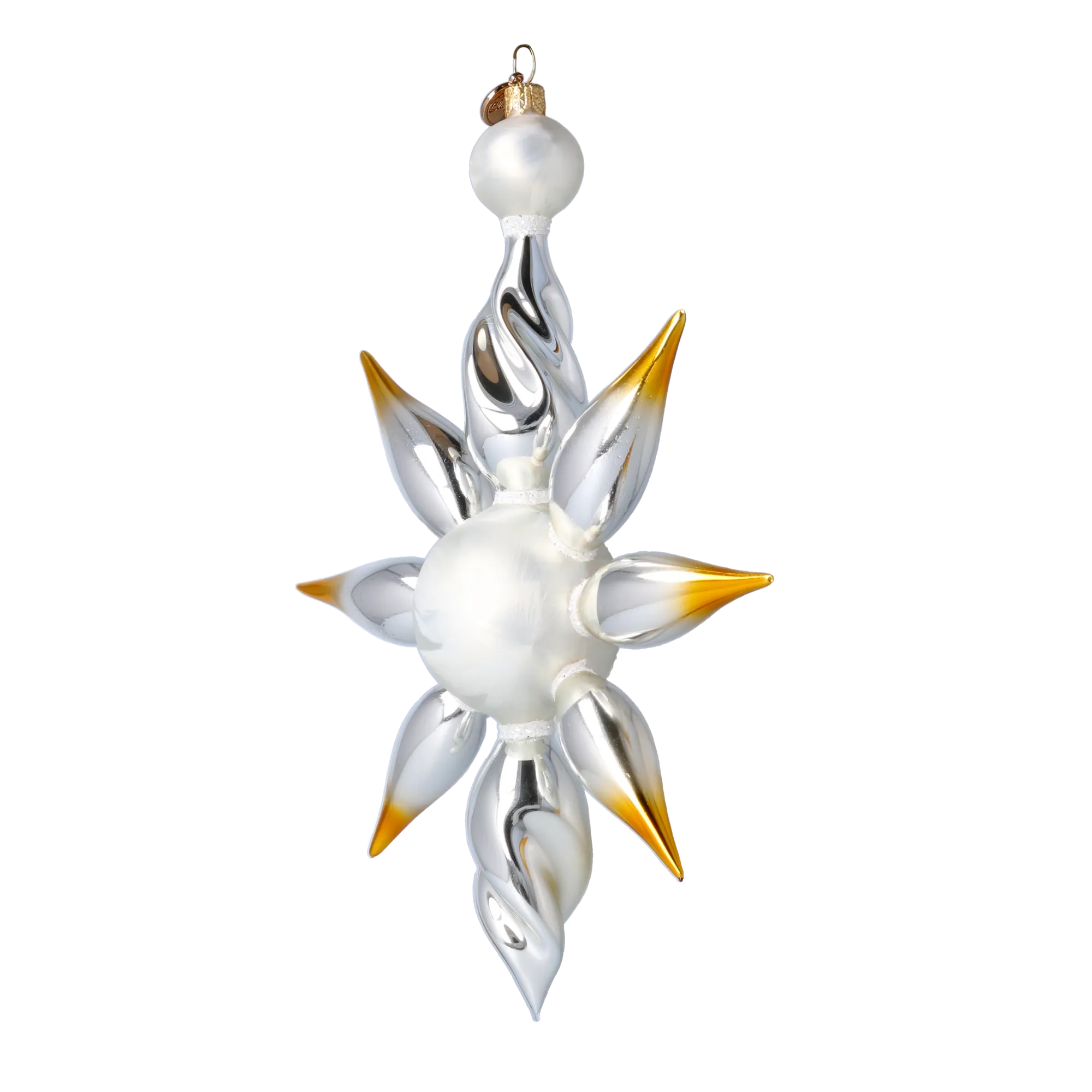 Silvered Amber Zenith | Hand-Painted Glass Ornament | Blubom 2024-082