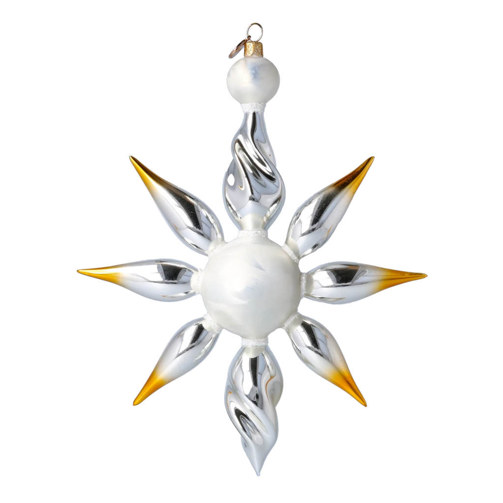 Silvered Amber Zenith | Hand-Painted Glass Ornament | Blubom 2024-082