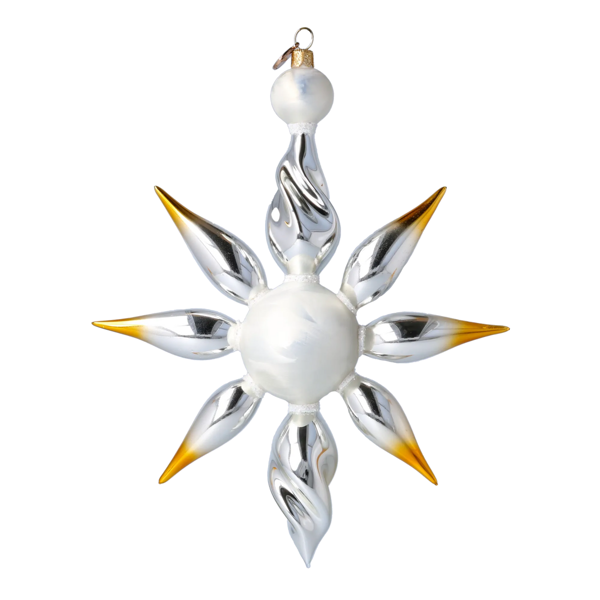 Silvered Amber Zenith | Hand-Painted Glass Ornament | Blubom 2024-082