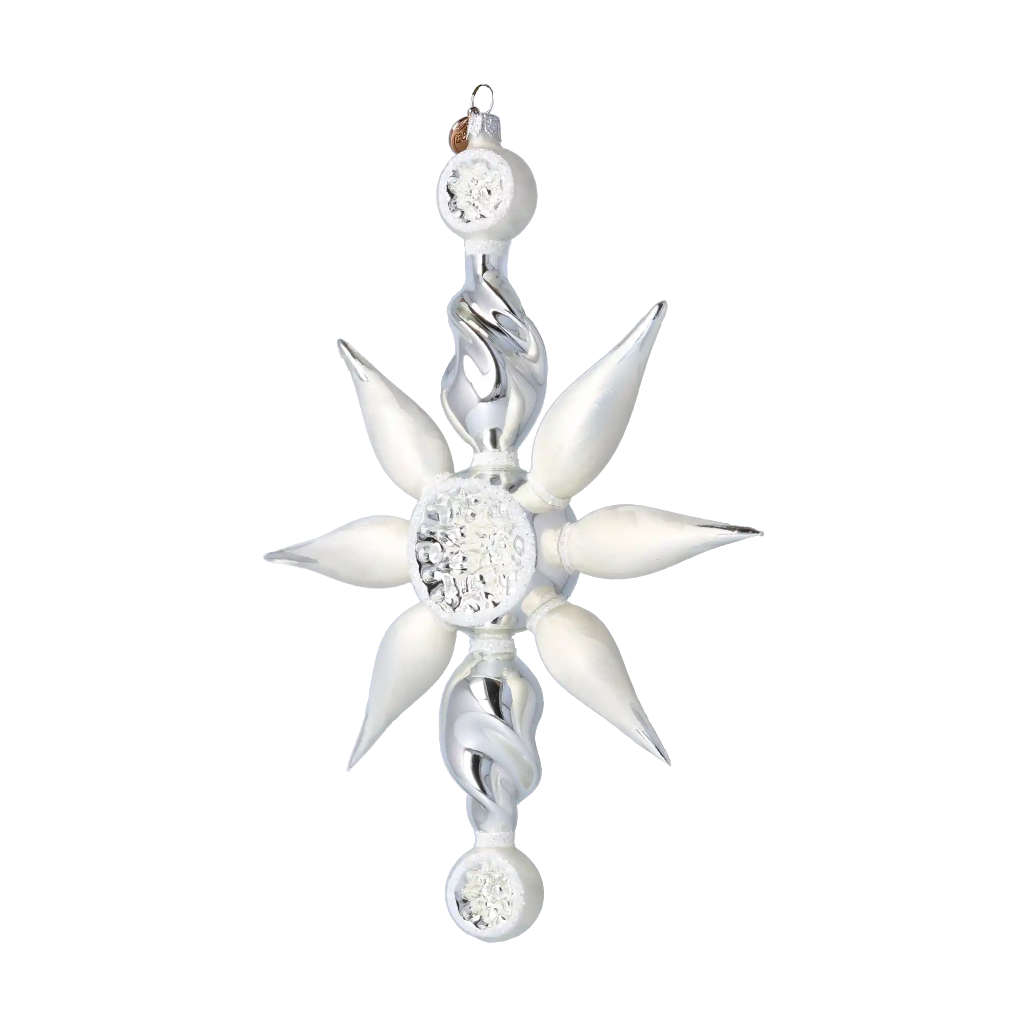 Arctic Starburst  Glass Christmas ornament Star free blowing