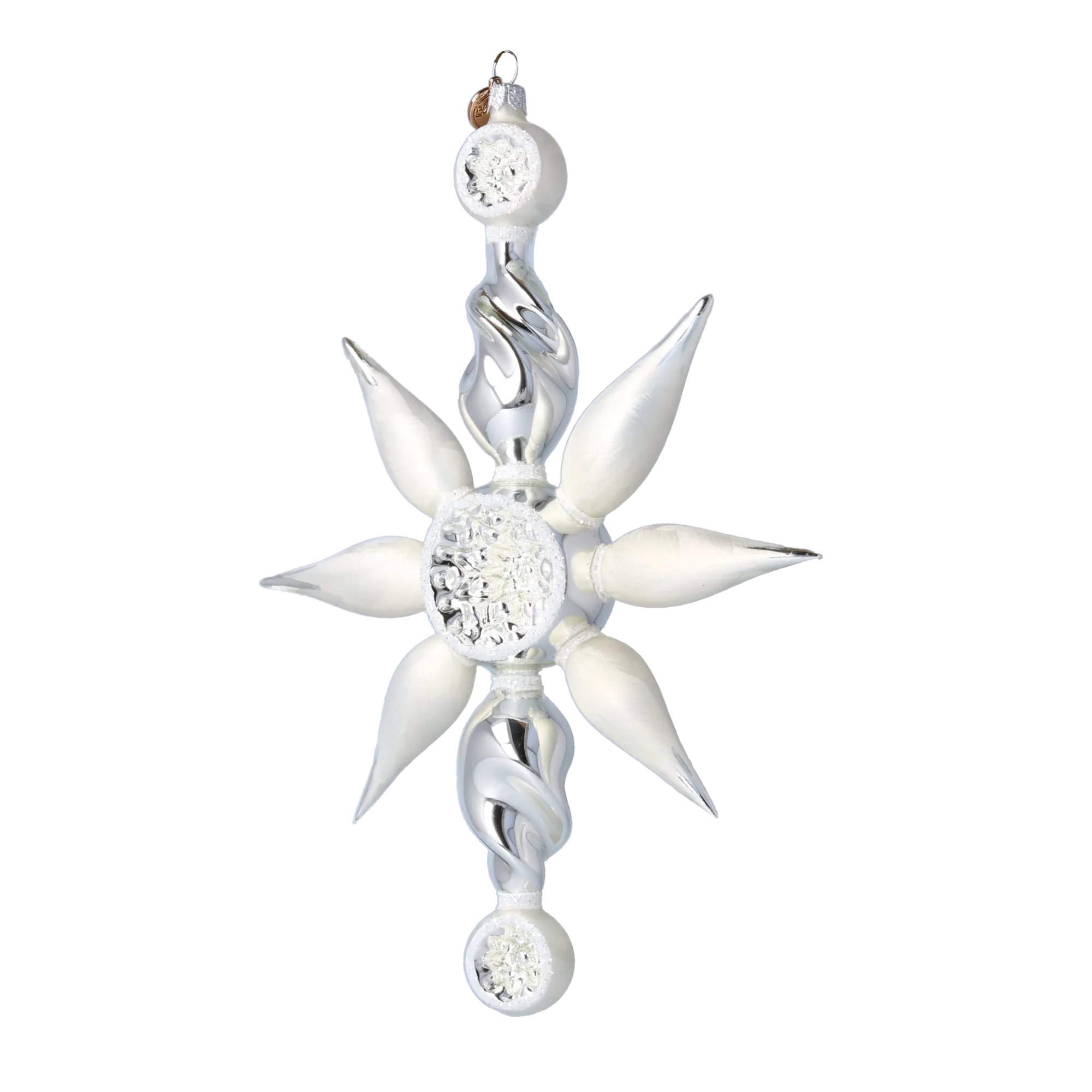 Arctic Starburst  Glass Christmas ornament Star free blowing 2024-083