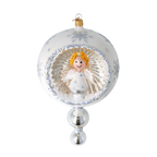 Serene Alabaster Seraph | Hand-Painted Glass Ornament | Blubom 2024-088