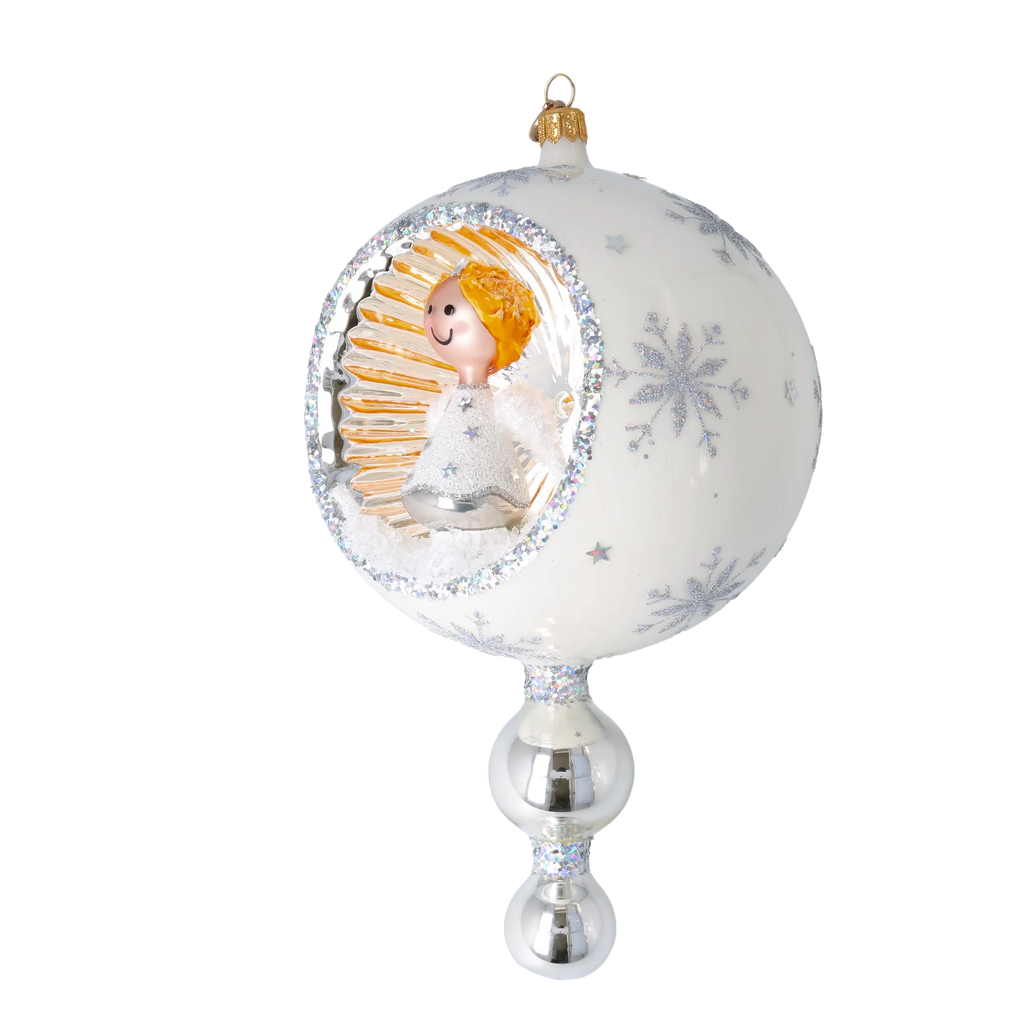 Serene Alabaster Seraph | Hand-Painted Glass Ornament | Blubom 2024-088