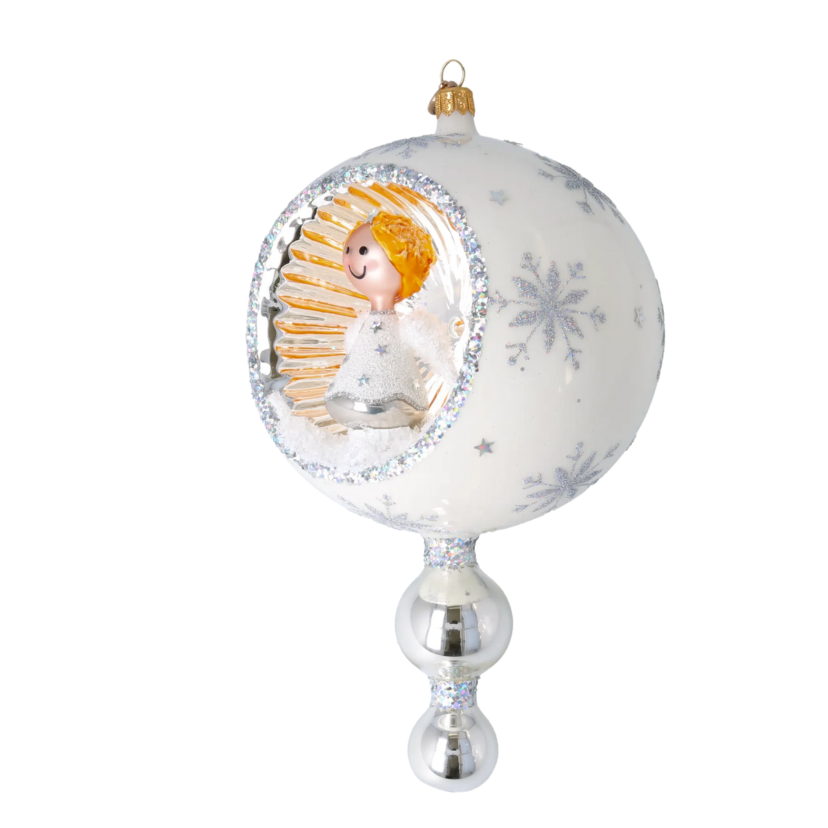 Serene Alabaster Seraph | Hand-Painted Glass Ornament | Blubom 2024-088