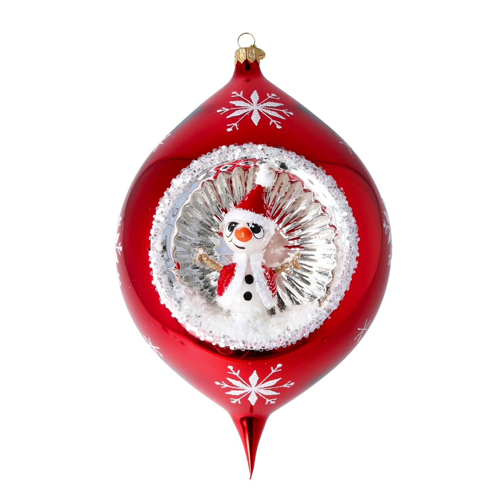 Serene Scarlet Echo | Hand-Painted Glass Ornament | Blubom 2024-089