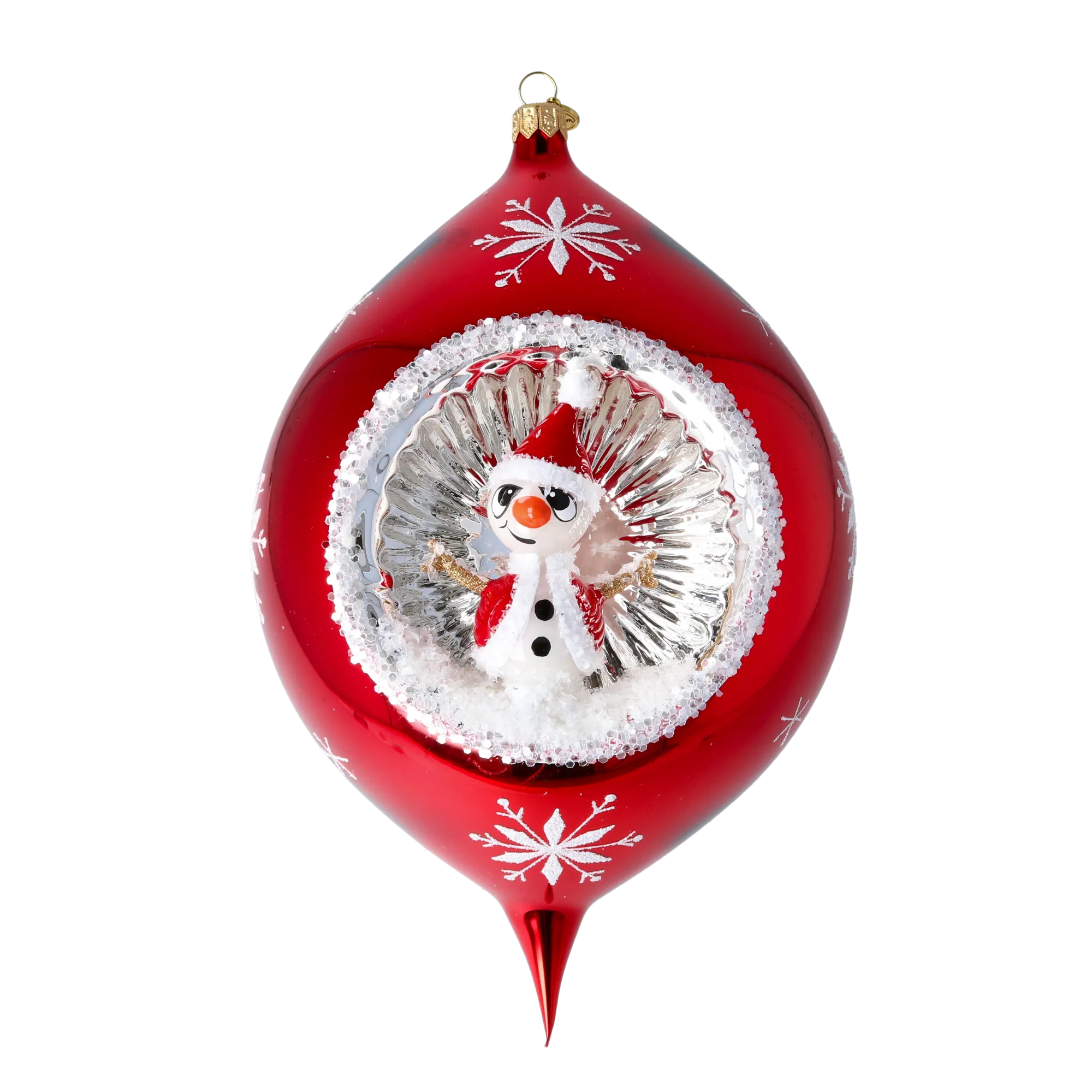Serene Scarlet Echo | Hand-Painted Glass Ornament | Blubom 2024-089
