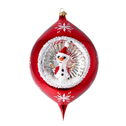 Serene Scarlet Echo | Hand-Painted Glass Ornament | Blubom 2024-089