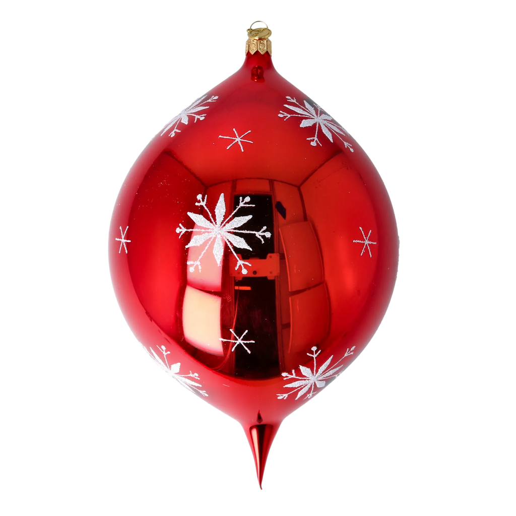 Serene Scarlet Echo | Hand-Painted Glass Ornament | Blubom 2024-089