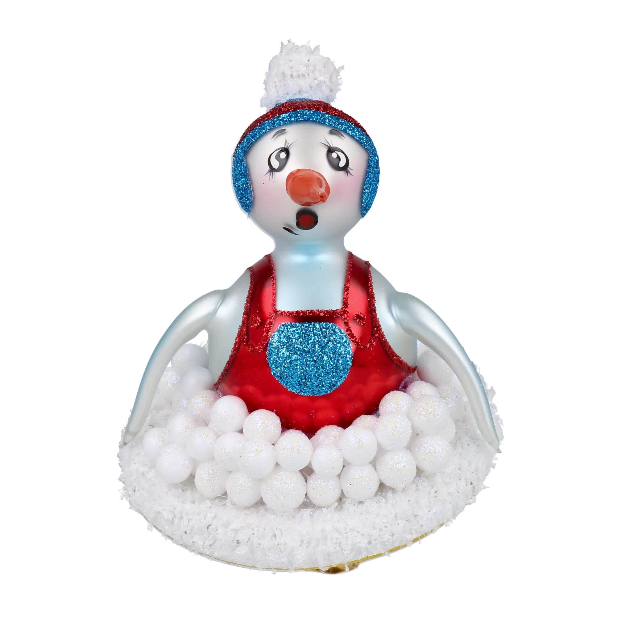 Crimson Sledding Snowman Premium christmas glass ornament 2024-092