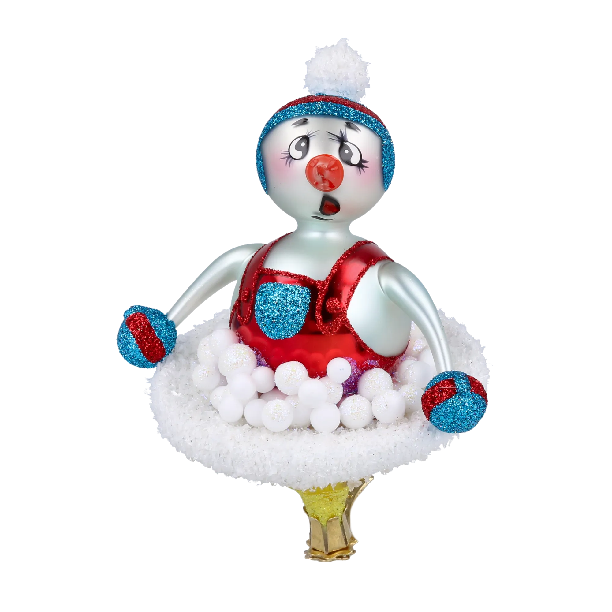 Crimson Sledding Snowman Premium christmas glass ornament 2024-092