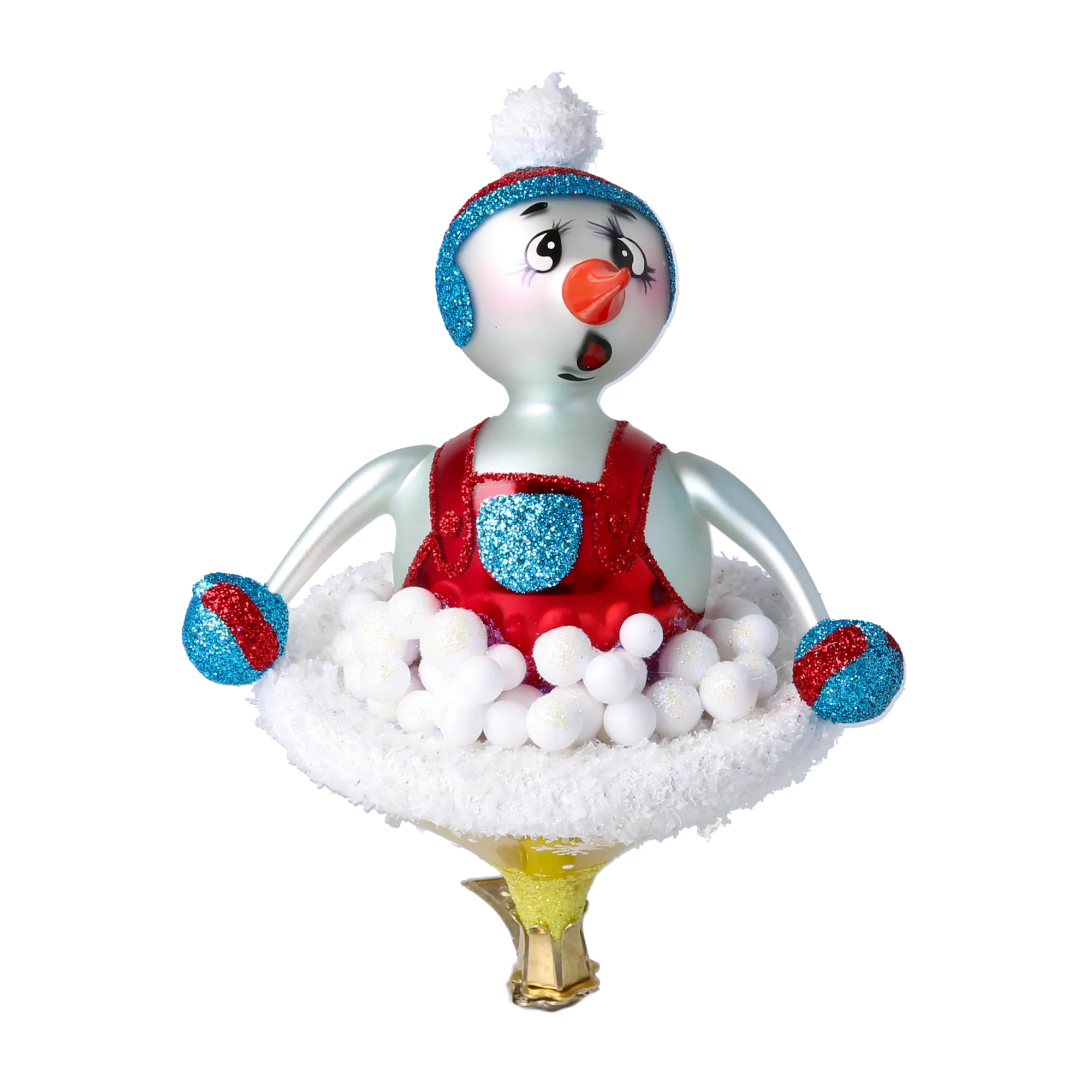 Crimson Sledding Snowman Premium christmas glass ornament 2024-092