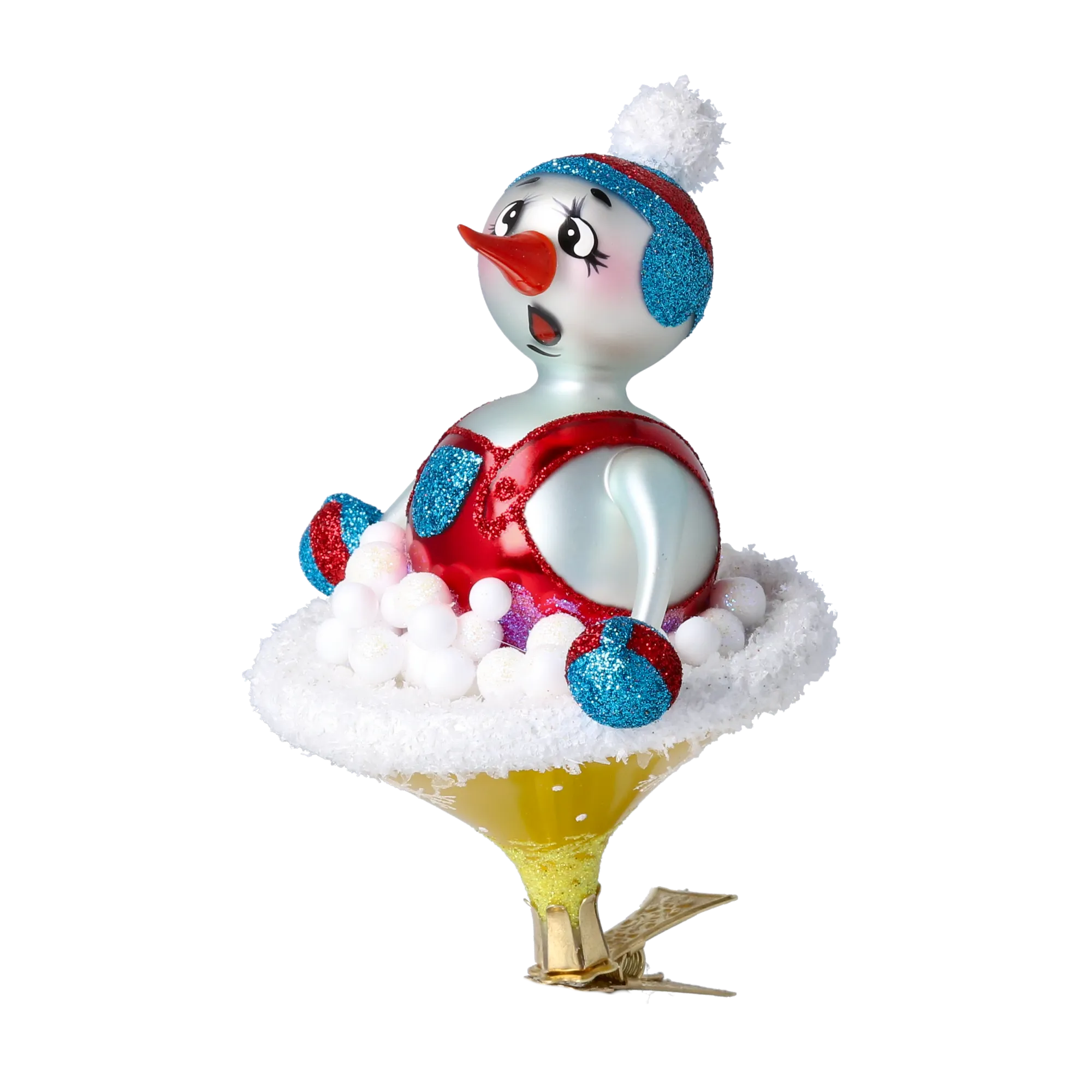 Crimson Sledding Snowman Premium christmas glass ornament 2024-092