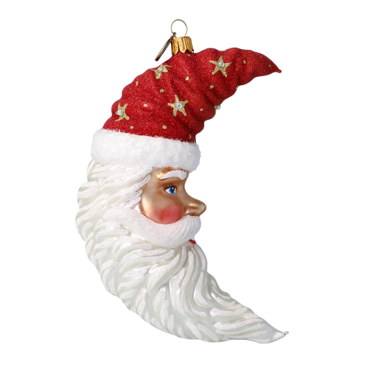 Starlit Crimson Santa Moon Premium christmas glass ornament 2024-096