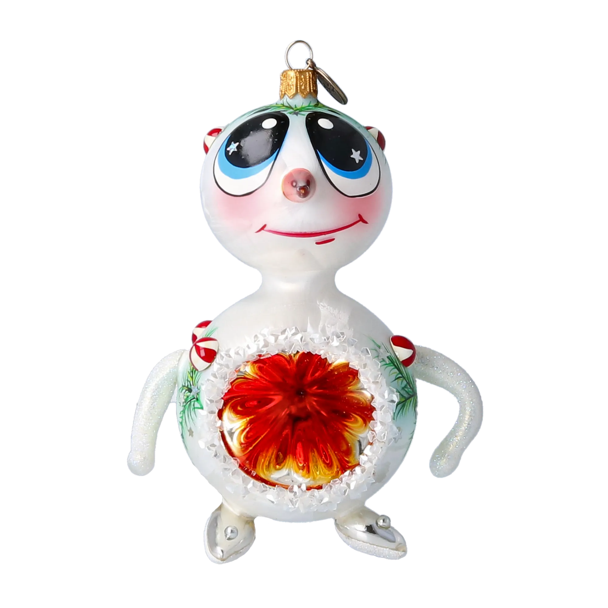 Snowman Reflex. Handmade Glass Christmas ornament. 2024-098