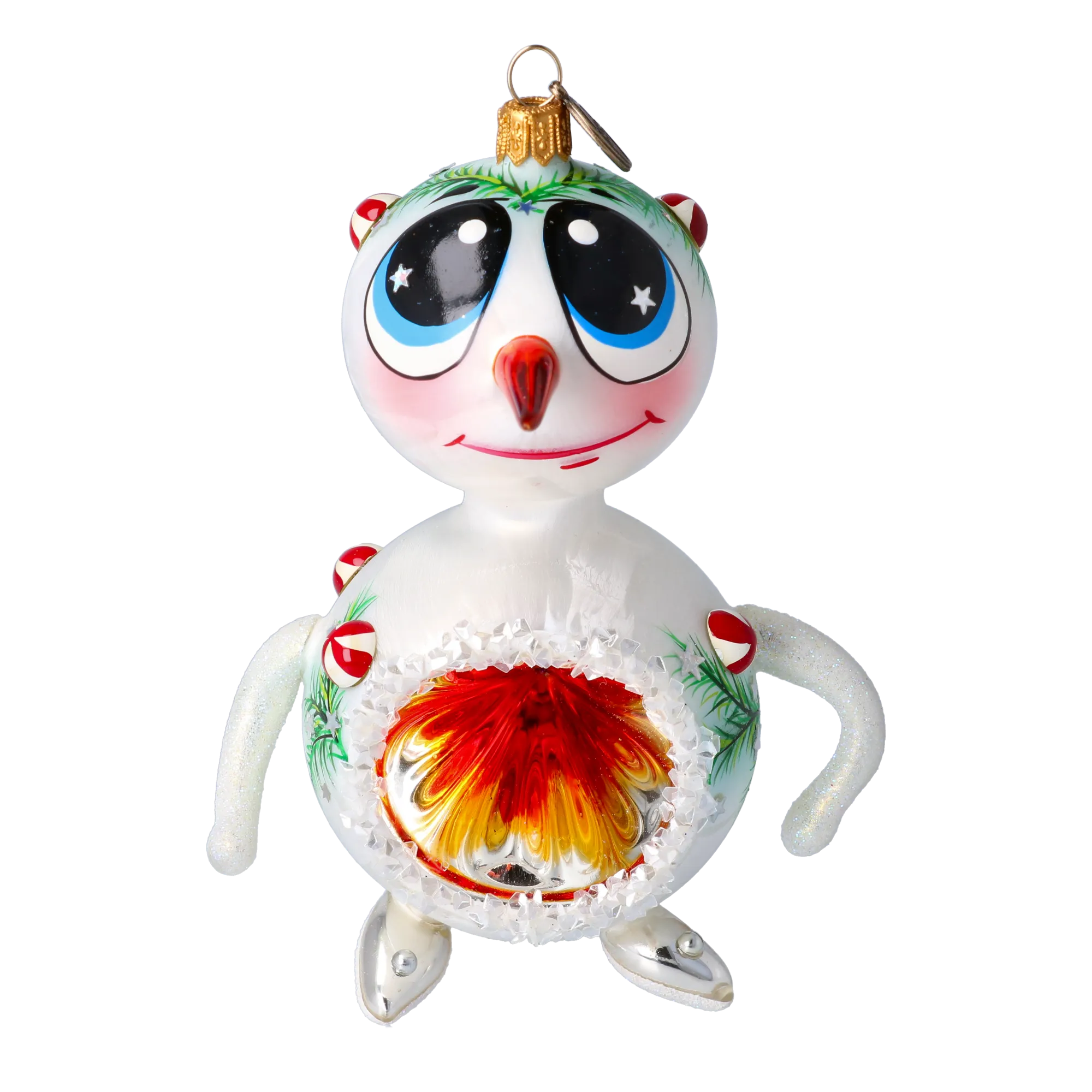Snowman Reflex. Handmade Glass Christmas ornament. 2024-098