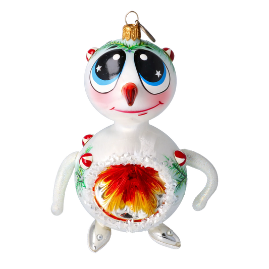 Snowman Reflex. Handmade Glass Christmas ornament. 2024-098