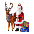 Load image into Gallery viewer, Santa & His Reindeer Handmade Glass Christmas ornament
