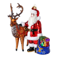 Load image into Gallery viewer, Santa & His Reindeer Handmade Glass Christmas ornament
