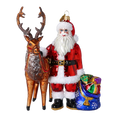 Load image into Gallery viewer, Santa & His Reindeer Handmade Glass Christmas ornament
