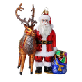 Load image into Gallery viewer, Santa & His Reindeer Handmade Glass Christmas ornament

