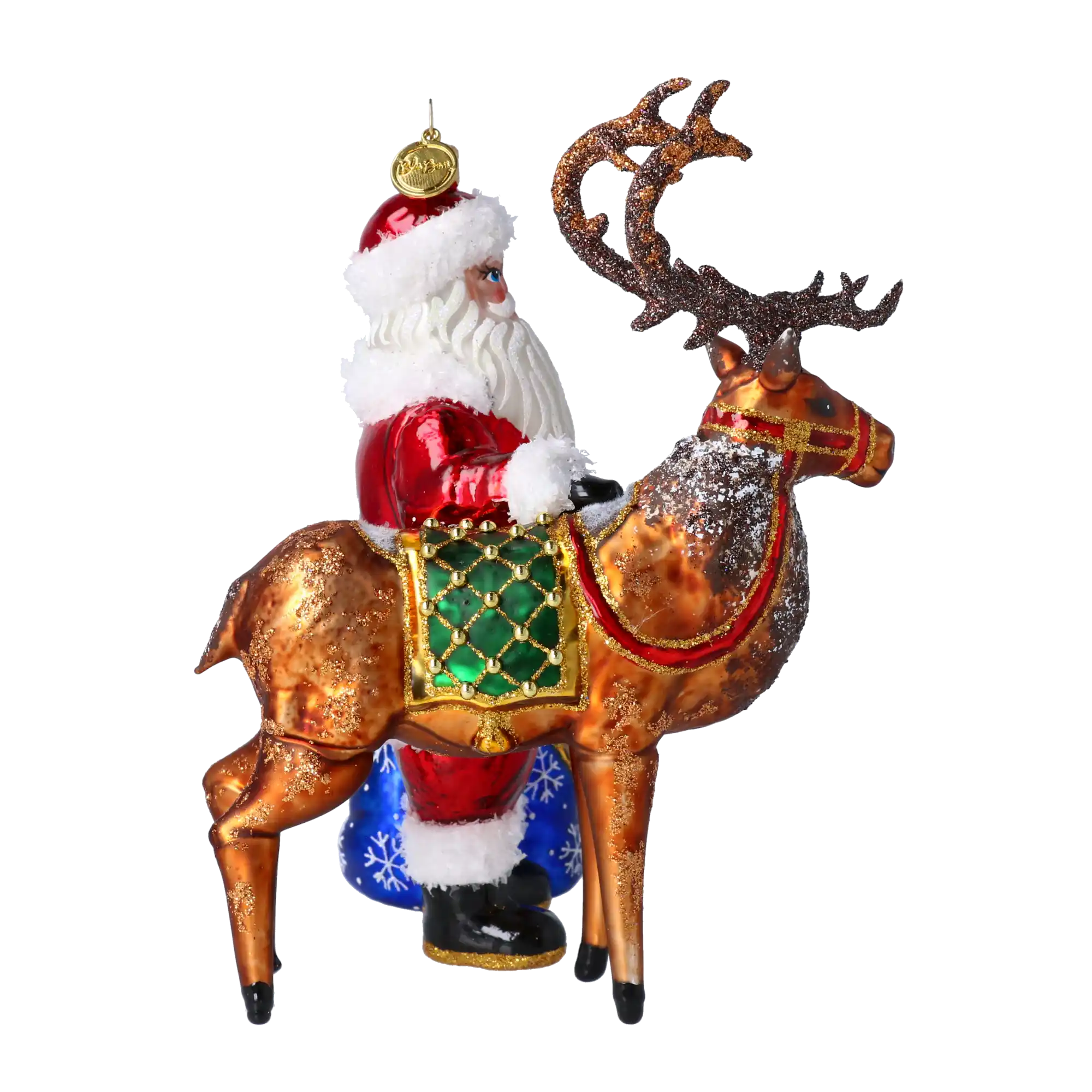 Santa & His Reindeer Handmade Glass Christmas ornament