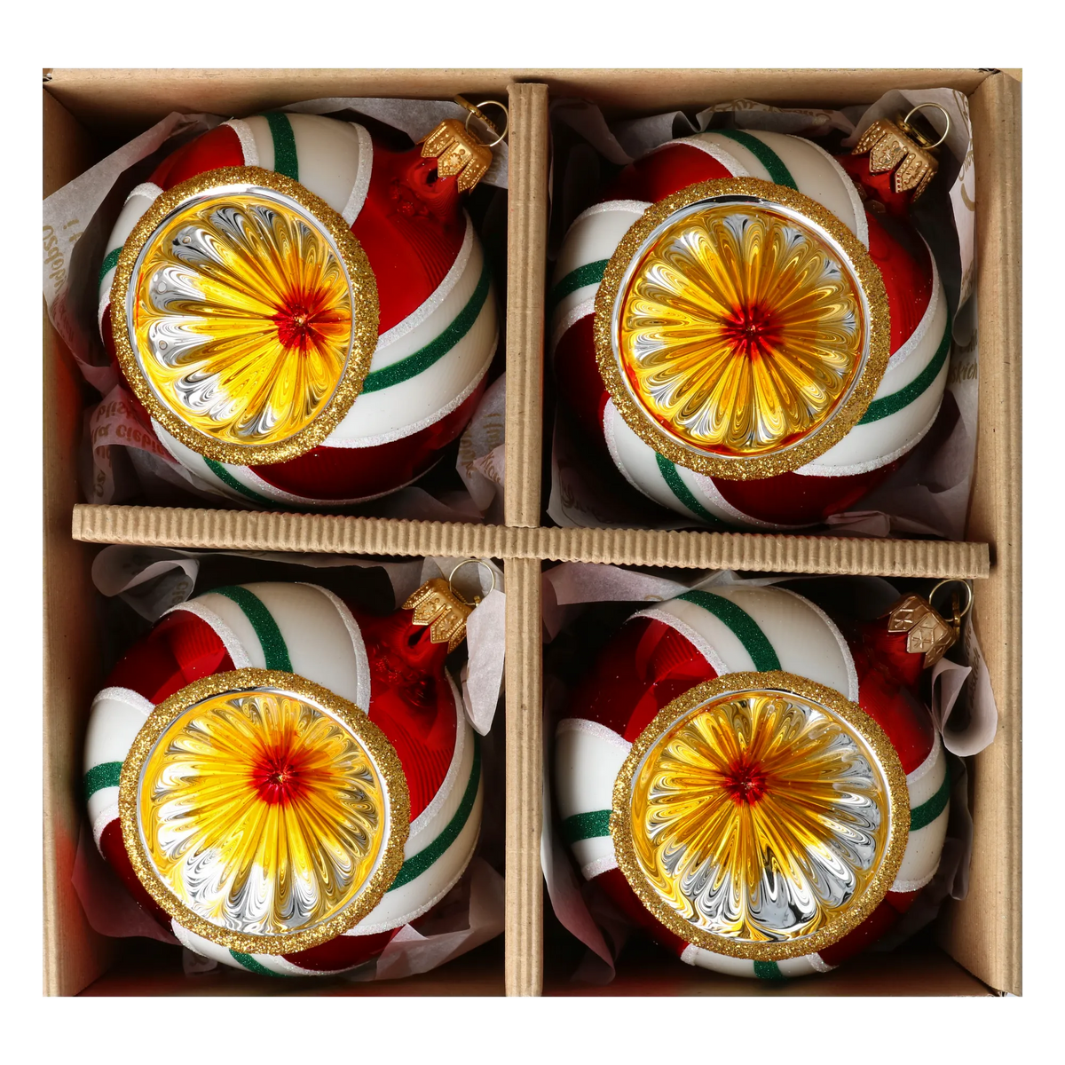 Crimson Solar Waltz | Hand-Painted Glass Ornament | Blubom 2024-104