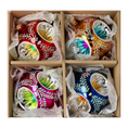 Load image into Gallery viewer, Vintage Reflections  Set of 4 Glass Baubles Colorful Handmade Glass Christmas ornament
