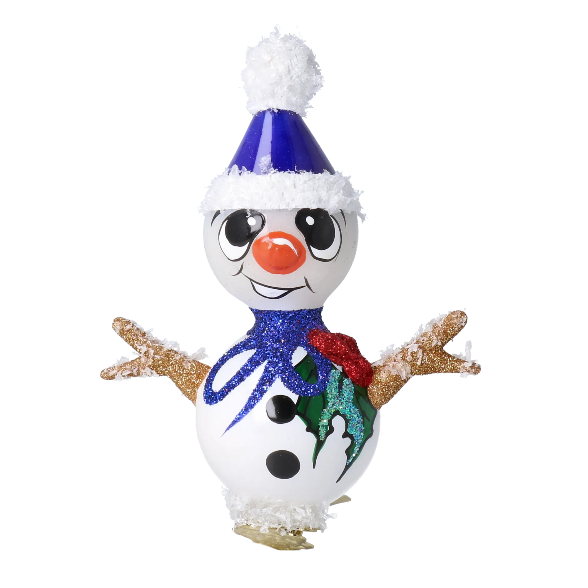 Clip-On Snowman in Sapphire & Holly