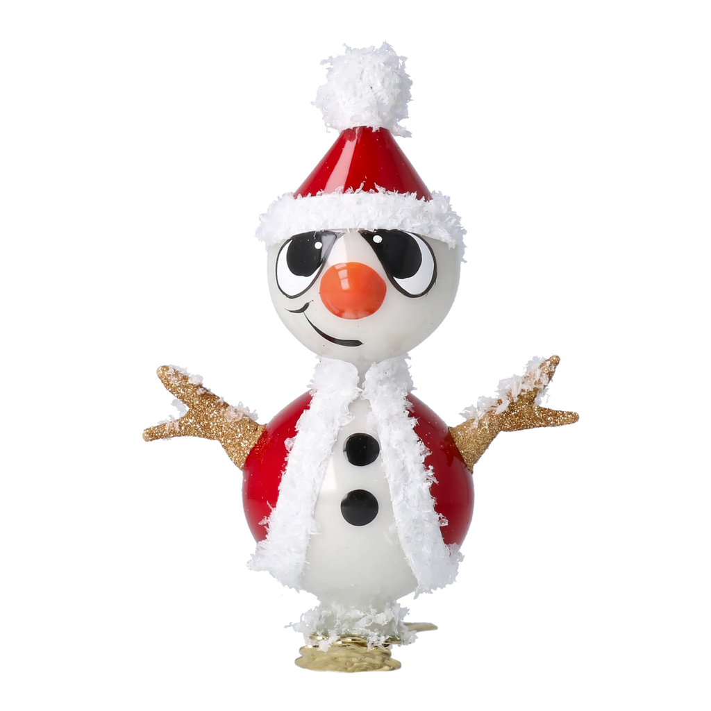 Jaunty Snowman | Hand-Painted Glass Ornament | Blubom 2024-112