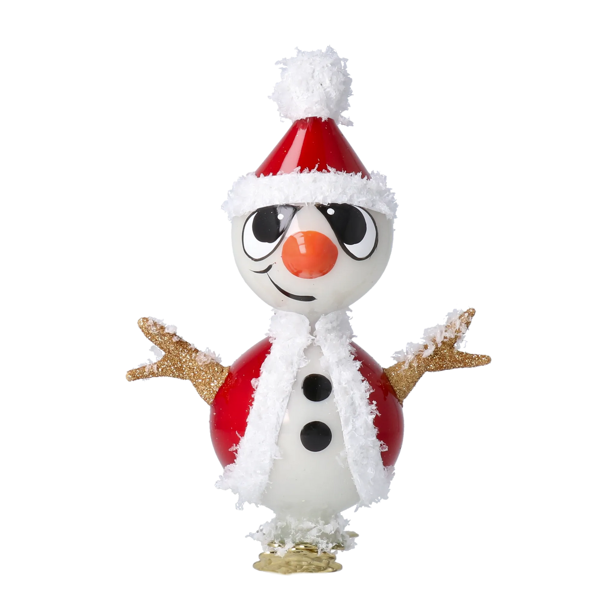 Jaunty Snowman | Hand-Painted Glass Ornament | Blubom 2024-112