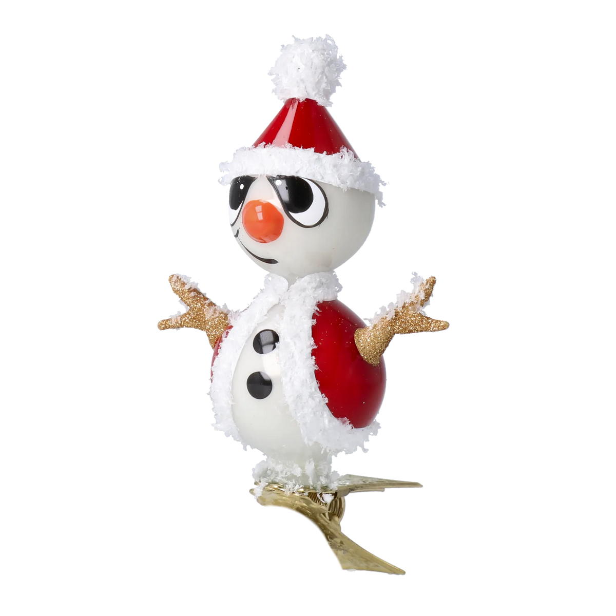 Jaunty Snowman | Hand-Painted Glass Ornament | Blubom 2024-112