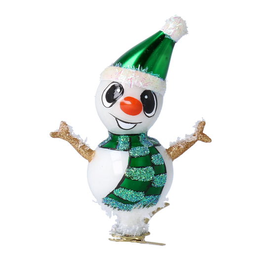 Snowman Friend. Handmade Glass Christmas ornament. 2024-113
