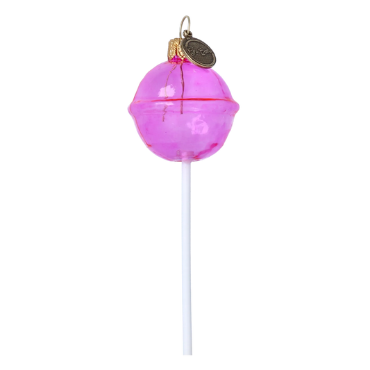Pink Christmas Lollipop. Handmade Glass Christmas ornament. 2024-135