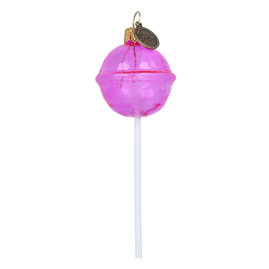 Pink Christmas Lollipop. Handmade Glass Christmas ornament. 2024-135