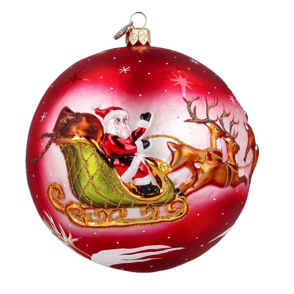 Scarlet Winter Ascension | Hand-Painted Glass Ornament | Blubom 2024-162